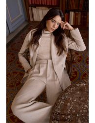 Straight blazer jacket with herringbone