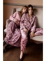Pantalon satiné, imprimé fleuri