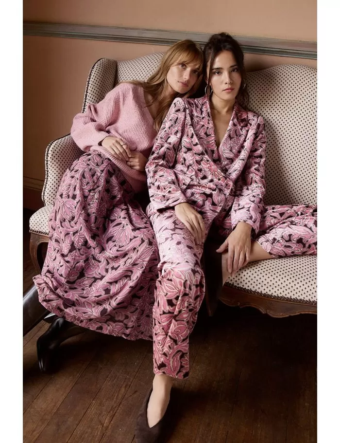 Pantalon satiné, imprimé fleuri