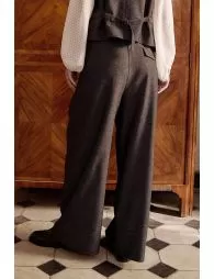 Pantalon taille haute, jambe large