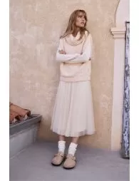Longue jupe plissée en tulle