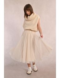 Long pleated tulle skirt