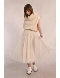 Longue jupe plissée en tulle