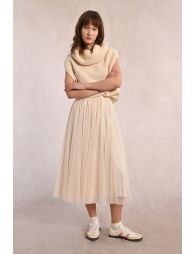 Long pleated tulle skirt