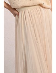Long pleated tulle skirt