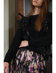 Embossed floral knit sweater