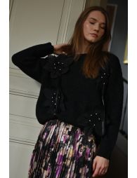 Embossed floral knit sweater