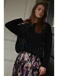 Pull en maille à fleurs en relief