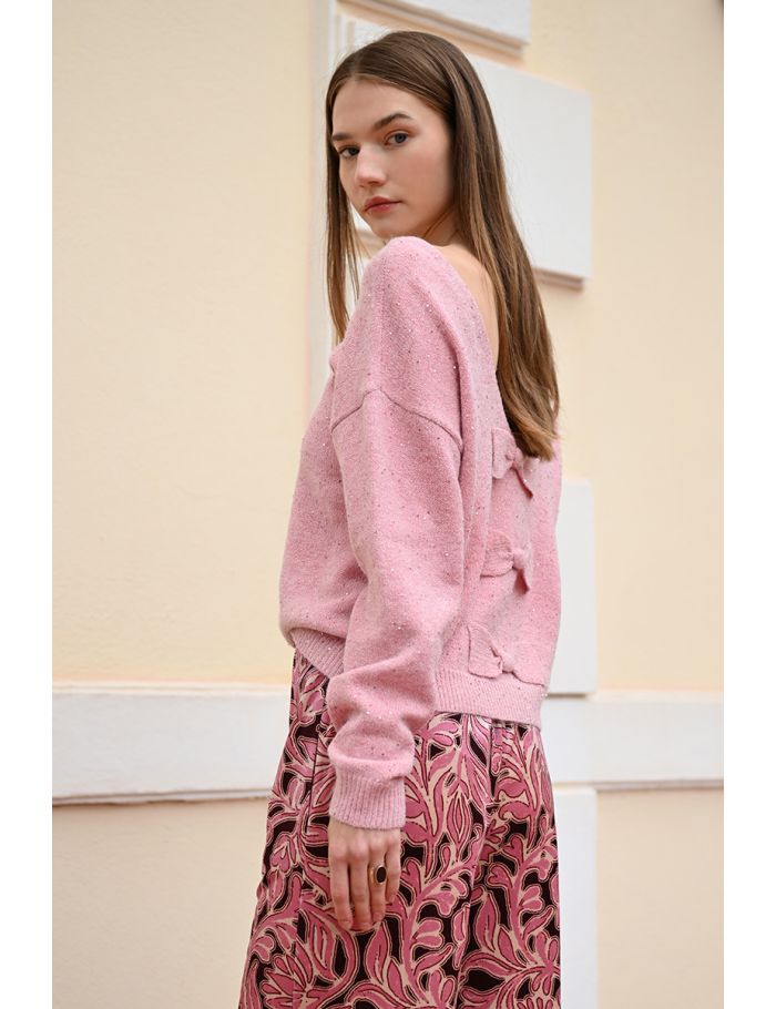 Halter sweater with sequins