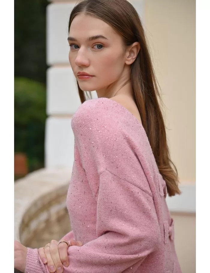 Pull dos nu à sequins