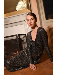 Robe ajustée lamée léopard