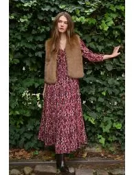 Veste sans manches en fausse fourrure