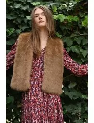 Veste sans manches en fausse fourrure