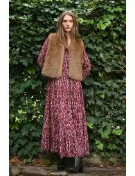 Veste sans manches en fausse fourrure