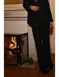 Pantalon taille haute à rayures irisées