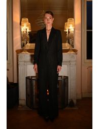 Pantalon taille haute à rayures irisées