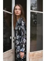 Robe longue en voile imprimé
