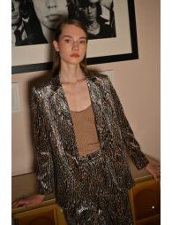 Blazer satiné, imprimé léopard