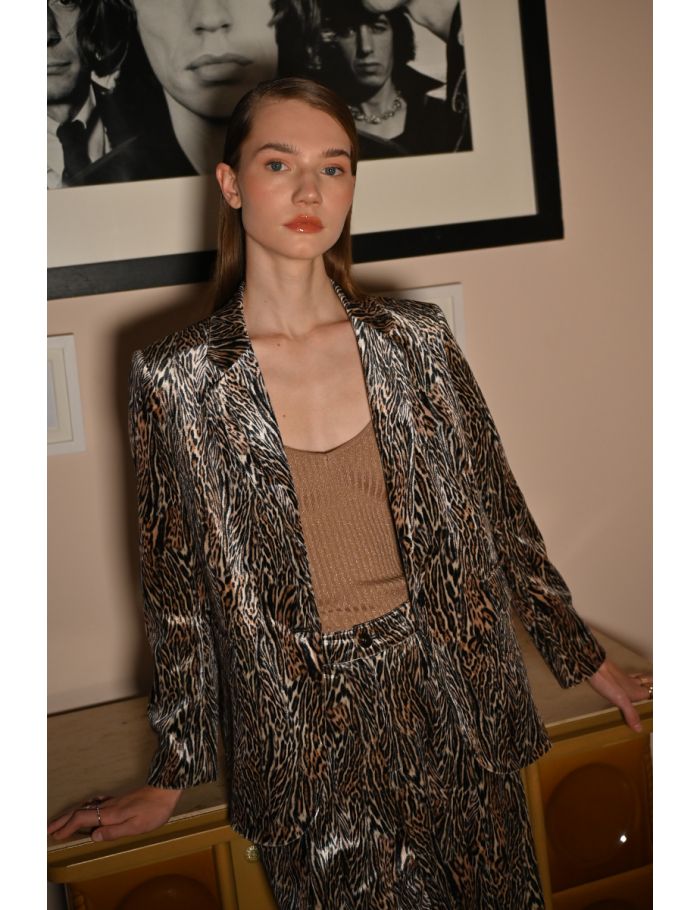 Satin blazer, leopard print