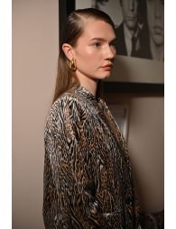 Blazer satiné, imprimé léopard