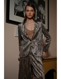 Blazer satiné, imprimé léopard