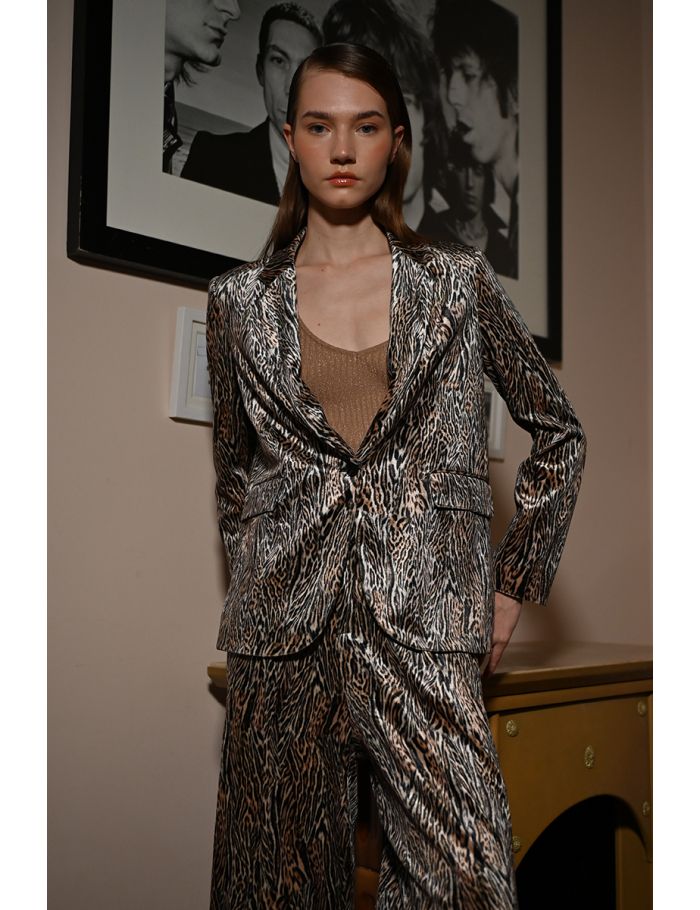 Blazer satiné, imprimé léopard