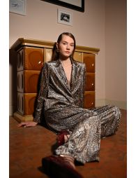 Pantalon large en velours imprimé