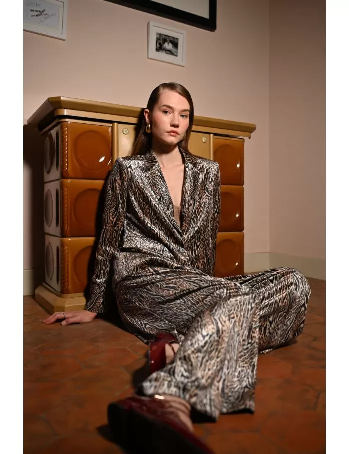 Pantalon large en velours imprimé