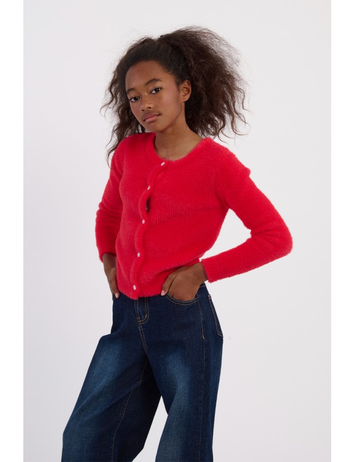 Gilet en maille duveteuse