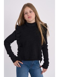 Pull sans manches à bandes volantées