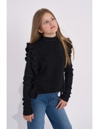 Pull sans manches à bandes volantées