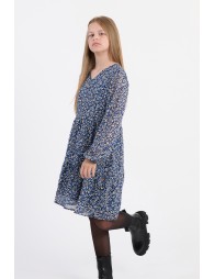 Vestido de niña de manga larga, estampado floral.