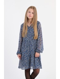 Vestido de niña de manga larga, estampado floral.