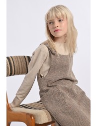 Jersey de niña de manga larga, en punto mezclado.