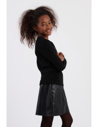 Jersey de niña de manga larga, en punto mezclado.