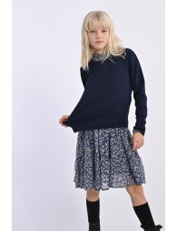 Jersey de niña de manga larga, en punto mezclado.