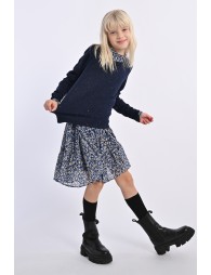 Jersey de niña de manga larga, en punto mezclado.