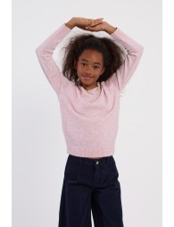 Jersey de niña de manga larga, en punto mezclado.