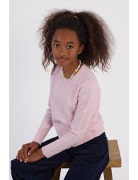 Jersey de niña de manga larga, en punto mezclado.