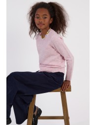 Jersey de niña de manga larga, en punto mezclado.