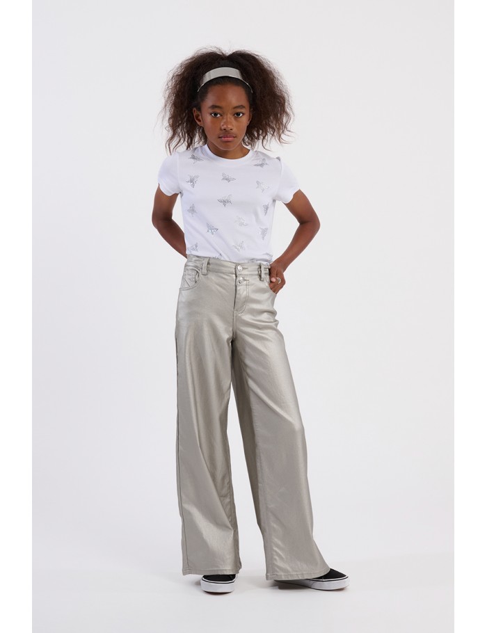 Pantalon large, métallisé