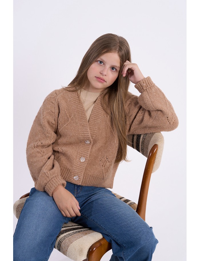 Gilet à manches bouffantes, boutonné
