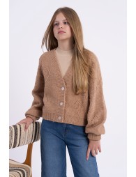 Gilet à manches bouffantes, boutonné