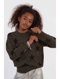 Knitted sweater, glittery stars