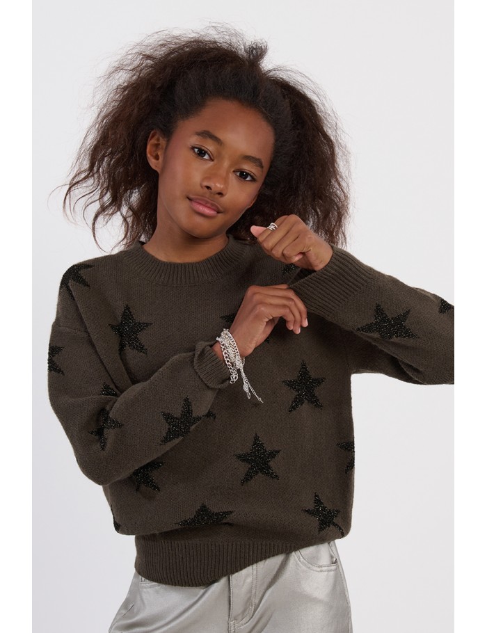Knitted sweater, glittery stars