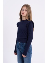 Jersey de niña de manga larga, con volantes.