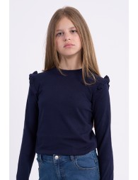 Jersey de niña de manga larga, con volantes.