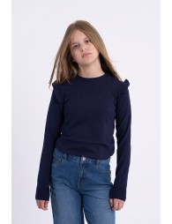 Pull fin en maille, épaules volantées