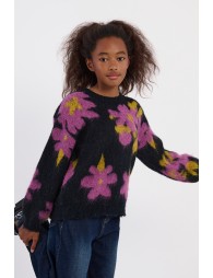 Jersey de niña de manga larga, estampado floral.