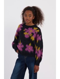 Jersey de niña de manga larga, estampado floral.
